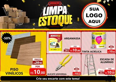 Modelo de Encarte para Encarte A4 Horizontal com o tema Operação Limpa Estoque para Material para Construção