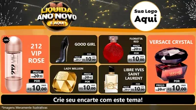 Modelo de TV para TV Horizontal com o tema Liquida Ano Novo É Aqui! para Perfumes