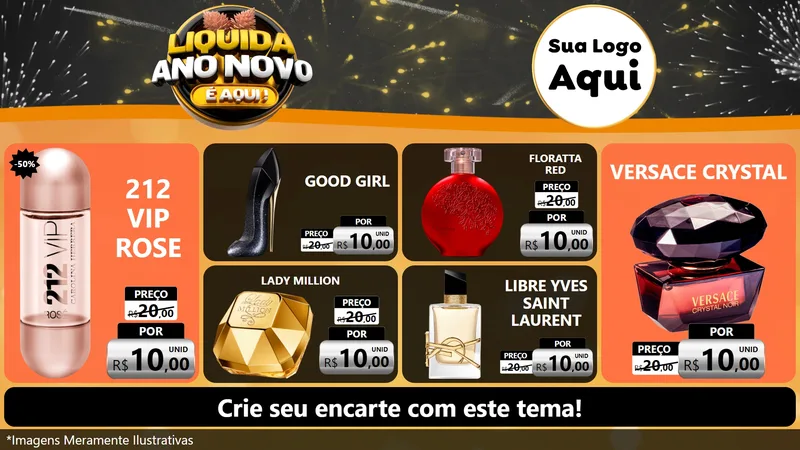 Modelo de TV para TV Horizontal com o tema Liquida Ano Novo É Aqui! para Perfumes