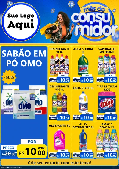 Modelo de Encarte para Encarte A4 Vertical com o tema Mês do Consumidor para Produtos de Limpeza