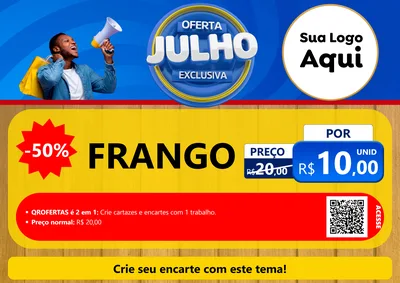 Modelo de Cartaz para Cartaz A4 Horizontal com o tema Oferta Exclusiva, Julho para Assados