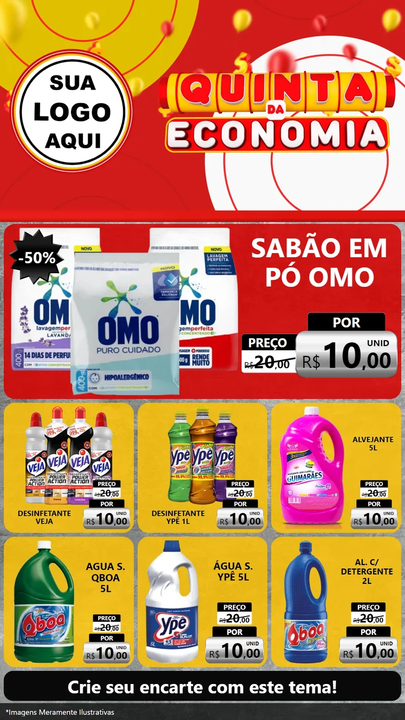 Modelo de Rede Social para Stories com o tema Quinta da Economia para Produtos de Limpeza