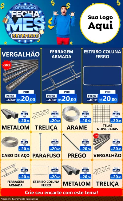 Modelo de Encarte para Encarte Grande com o tema Operação Fecha Mês Setembro para Ferragens
