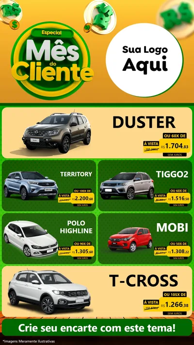 Modelo de TV para TV Vertical com o tema Especial Mês do Cliente para Concessionaria de Carros