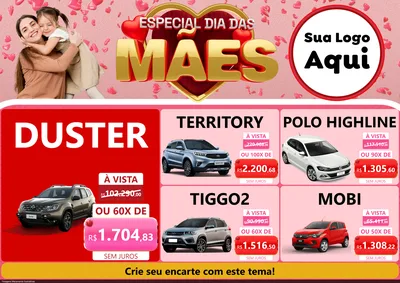 Modelo de Encarte para Encarte A4 Horizontal com o tema Especial Dia Das Mães para Concessionaria de Carros