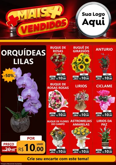 Modelo de Encarte para Encarte A4 Vertical com o tema Mais Vendidos para Floricultura e jardim