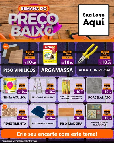 Modelo de Rede Social para Feed Instagram com o tema Semana do Preço Baixo - Construção para Material para Construção
