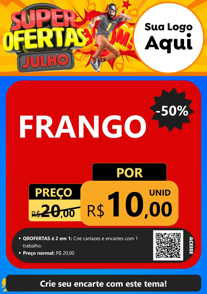 Modelo de Cartaz para Cartaz A4 Vertical com o tema Super Ofertas Julho para Assados