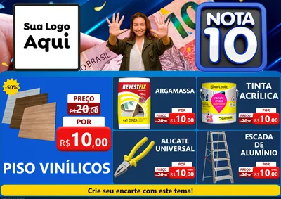 Modelo de Encarte para Encarte A4 Horizontal com o tema Nota 10 para Material para Construção