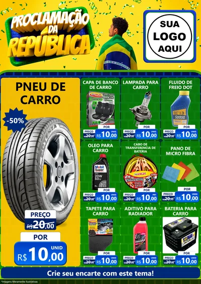 Modelo de Encarte para Encarte A4 Vertical com o tema Proclamação da República para Auto peças