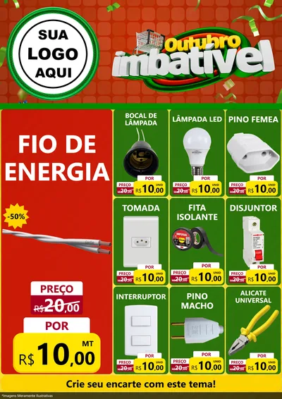 Modelo de Encarte para Encarte A4 Vertical com o tema Outubro Imbatível para Materiais Elétricos
