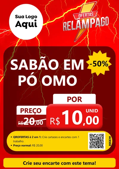 Modelo de Cartaz para Cartaz A4 Vertical com o tema Ofertas Relâmpago para Produtos de Limpeza