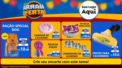 Modelo de TV para TV Horizontal com o tema Arraiá de Ofertas - Junina para Pet Shop