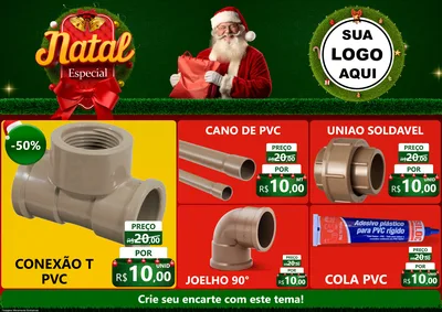 Modelo de Encarte para Encarte A4 Horizontal com o tema Natal Especial para Tubos e conexões