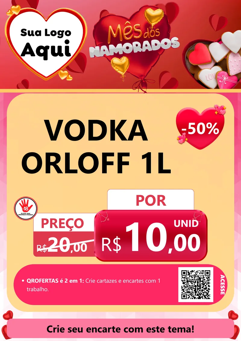 Modelo de Cartaz para Cartaz A4 Vertical com o tema Mês dos Namorados para Distribuidora de bebidas