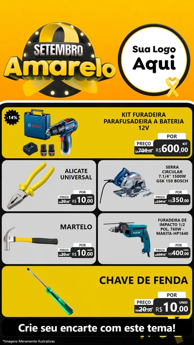 Modelo de TV para TV Vertical com o tema Setembro Amarelo para Maquinas e Ferramentas
