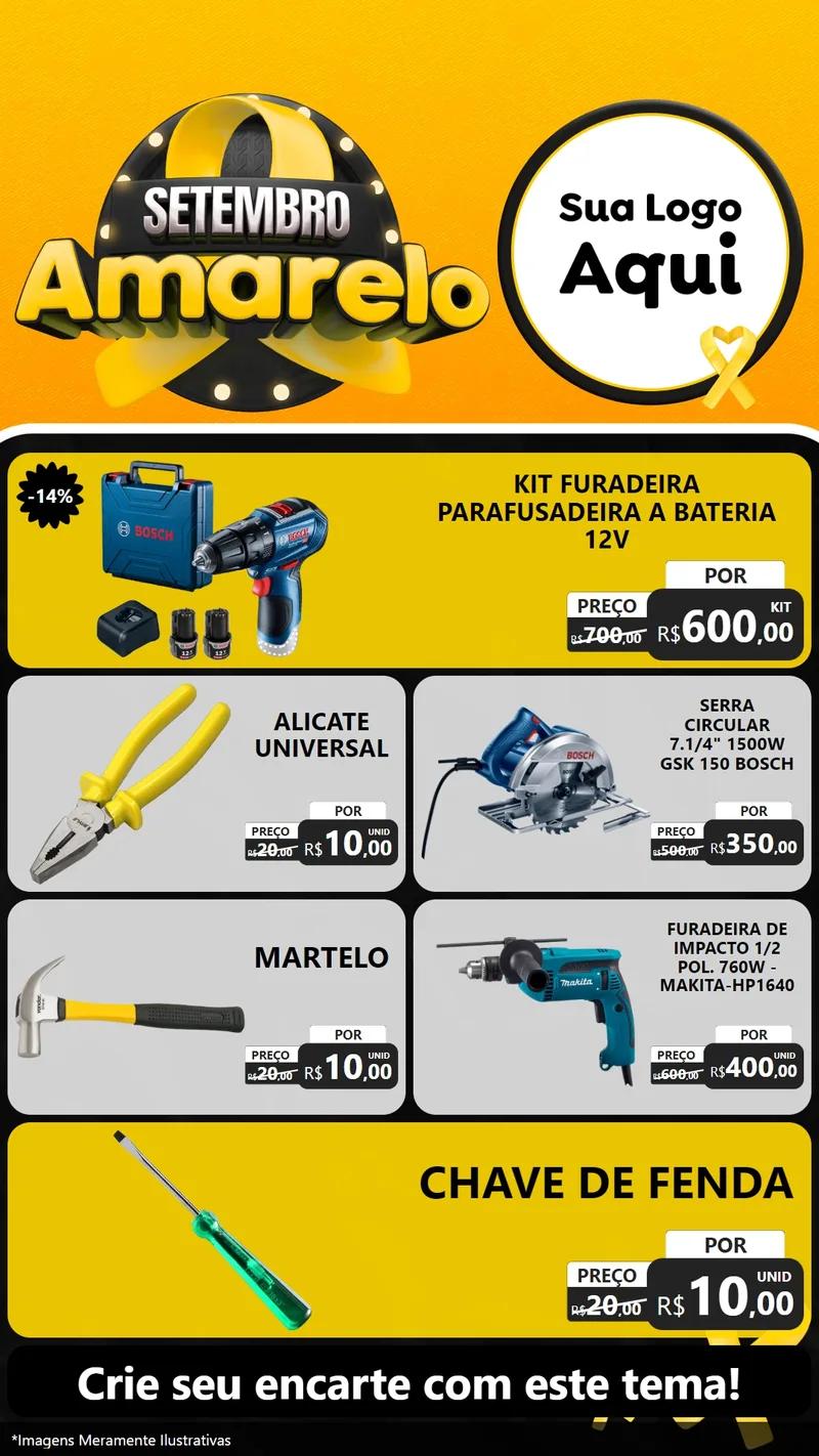 Modelo de TV para TV Vertical com o tema Setembro Amarelo para Maquinas e Ferramentas