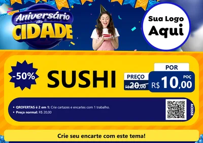 Modelo de Cartaz para Cartaz A4 Horizontal com o tema Aniversário da Cidade para Comida japonesa