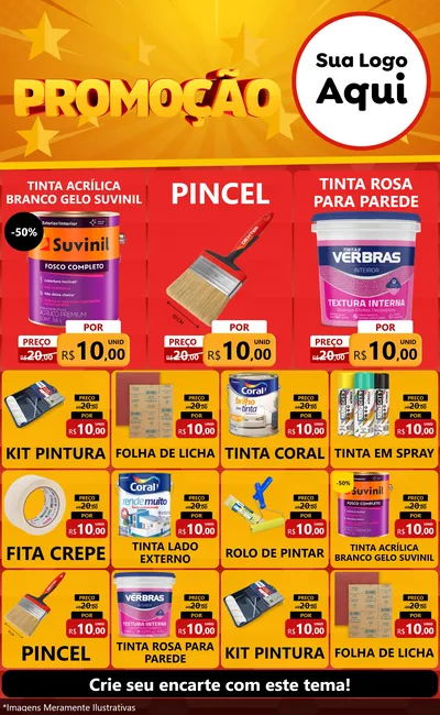 Modelo de Encarte para Encarte Grande com o tema Promoção para Tintas e Ferramentas