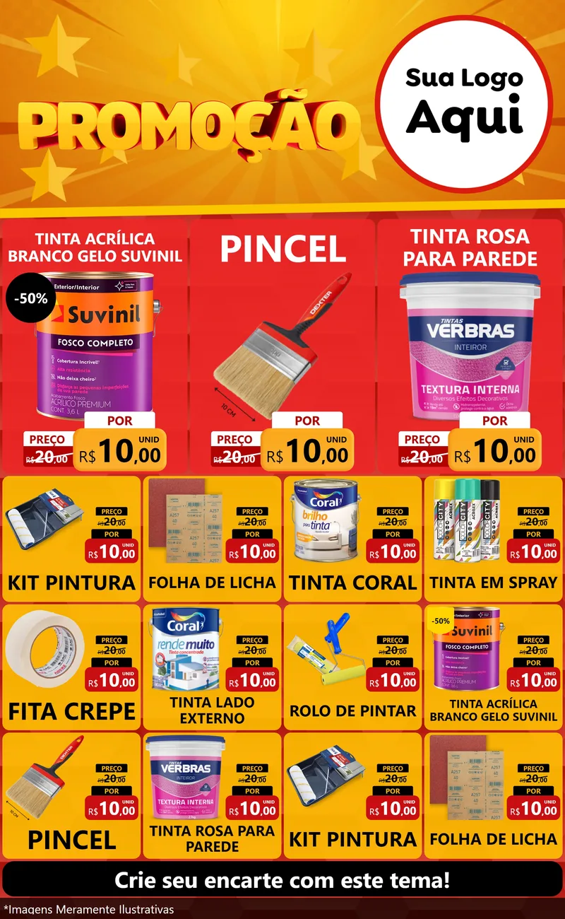 Modelo de Encarte para Encarte Grande com o tema Promoção para Tintas e Ferramentas
