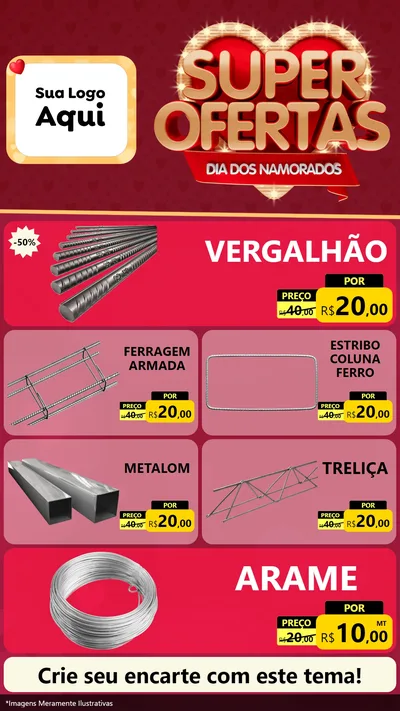 Modelo de TV para TV Vertical com o tema Dia dos Namorados para Ferragens