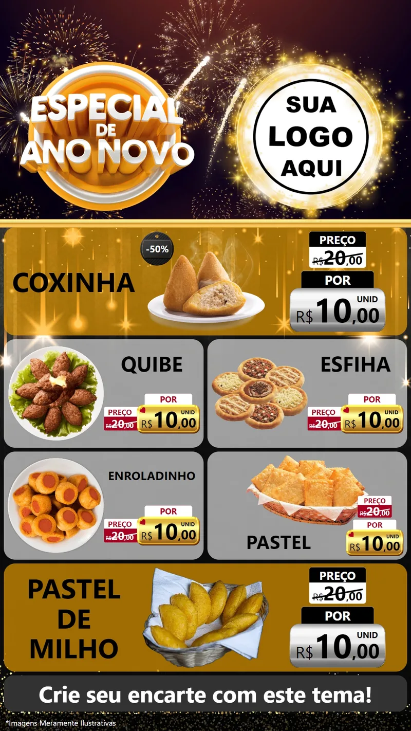 Modelo de TV para TV Vertical com o tema Especial de Ano Novo para Salgadaria