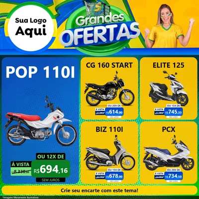 Modelo de Rede Social para Feed Facebook com o tema Grandes Ofertas para Concessionaria de Motos