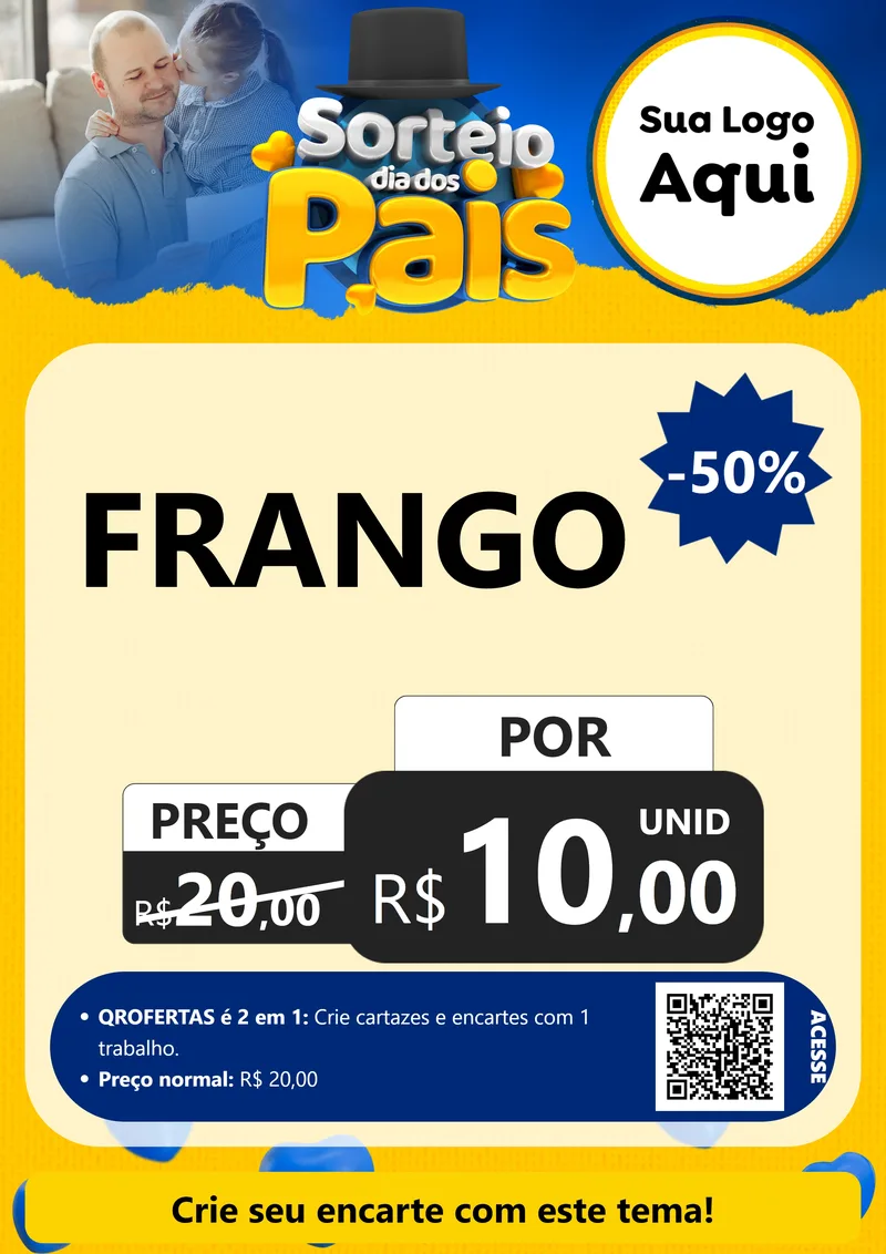 Modelo de Cartaz para Cartaz A4 Vertical com o tema Sorteio Dia Dos Pais para Assados