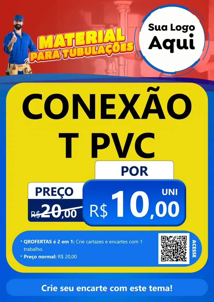 Modelo de Cartaz para Cartaz A4 Vertical com o tema Material Para Tubulações (Tubos e Conexões) para Tubos e conexões