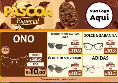 Modelo de Encarte para Encarte A4 Horizontal com o tema Páscoa Especial para Óticas