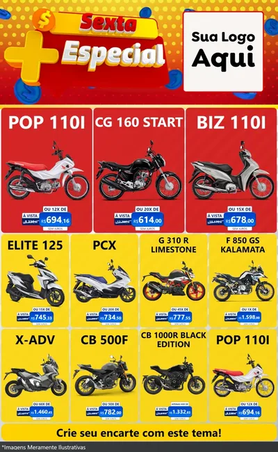 Modelo de Encarte para Encarte Grande com o tema Sexta Mais Especial para Concessionaria de Motos