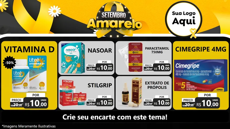 Modelo de TV para TV Horizontal com o tema Setembro Amarelo para Farmácia