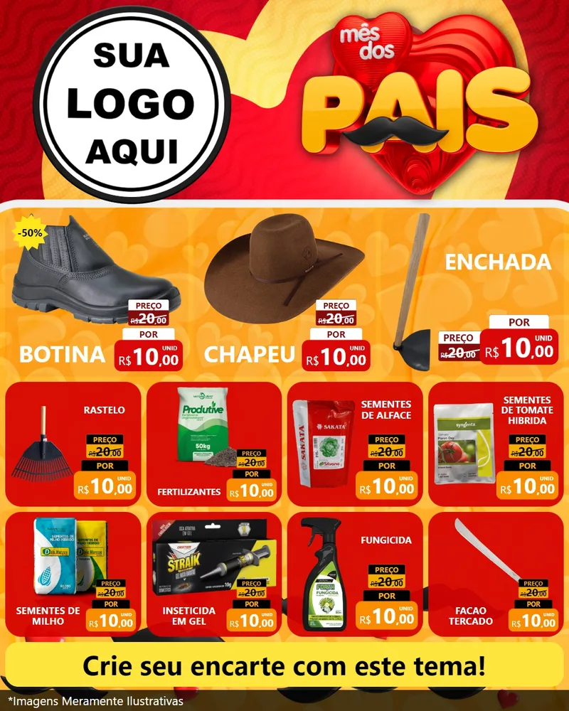 Modelo de Rede Social para Feed Instagram com o tema Mês Dos Pais para Agropecuária