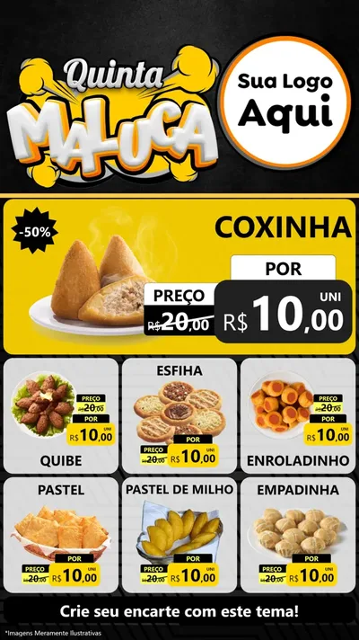 Modelo de Rede Social para Stories com o tema Quinta Maluca para Salgadaria