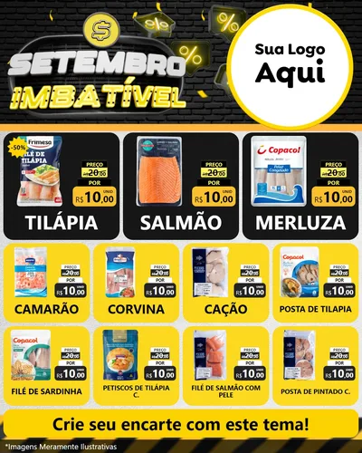 Modelo de Rede Social para Feed Instagram com o tema Setembro Imbatível para Peixaria