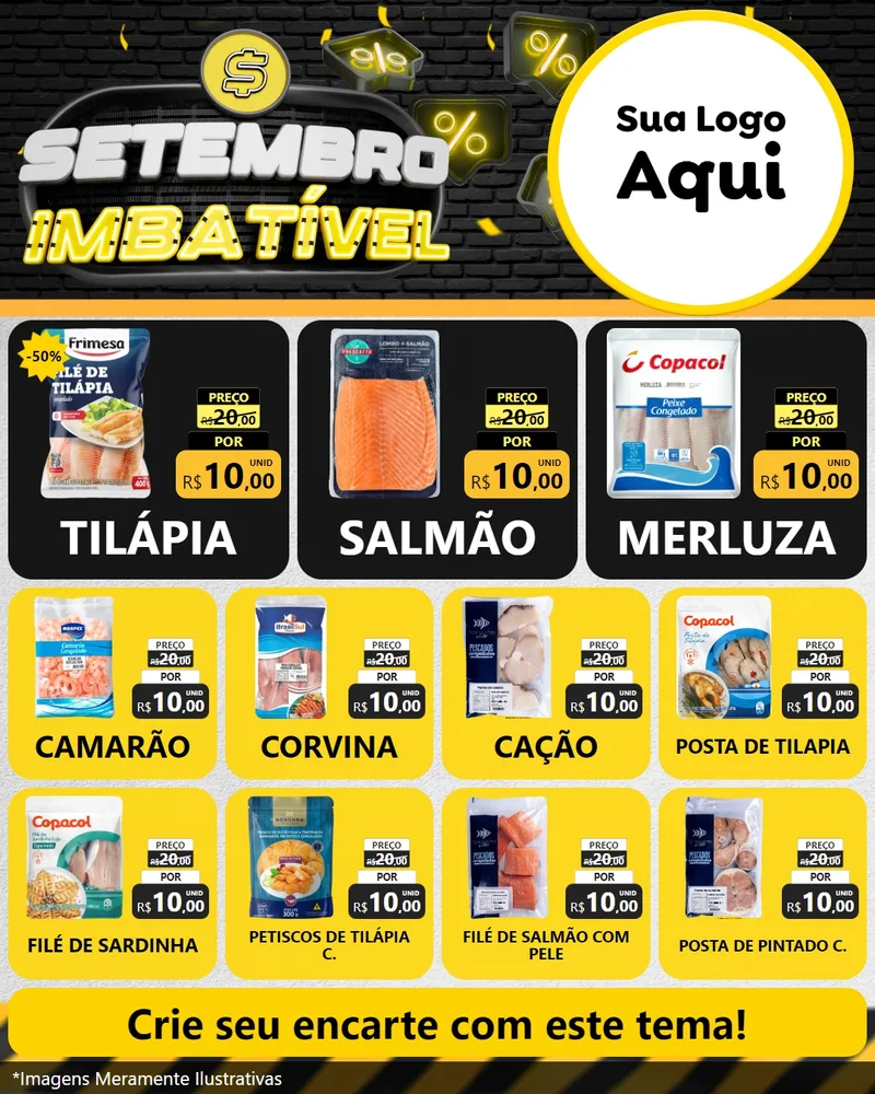 Modelo de Rede Social para Feed Instagram com o tema Setembro Imbatível para Peixaria