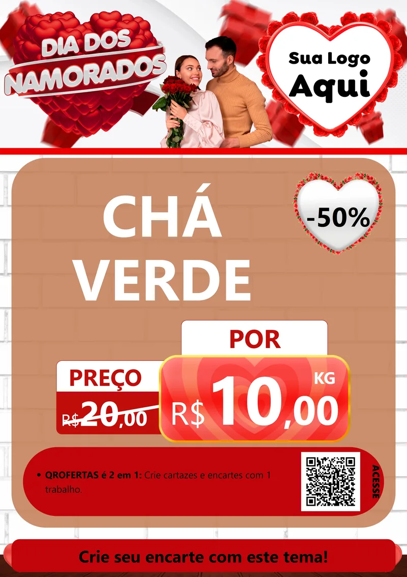 Modelo de Cartaz para Cartaz A4 Vertical com o tema Dia dos Namorados para Produtos Naturais
