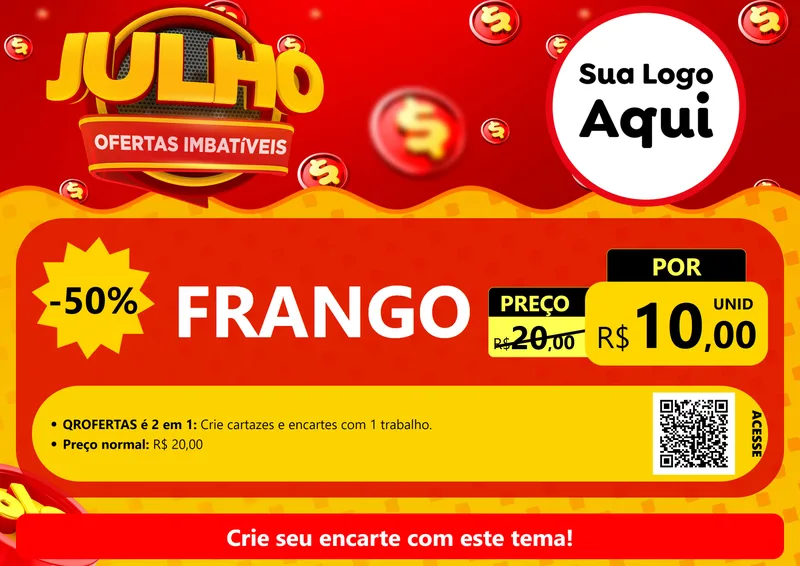 Modelo de Cartaz para Cartaz A4 Horizontal com o tema Julho Ofertas Imbatíveis para Assados