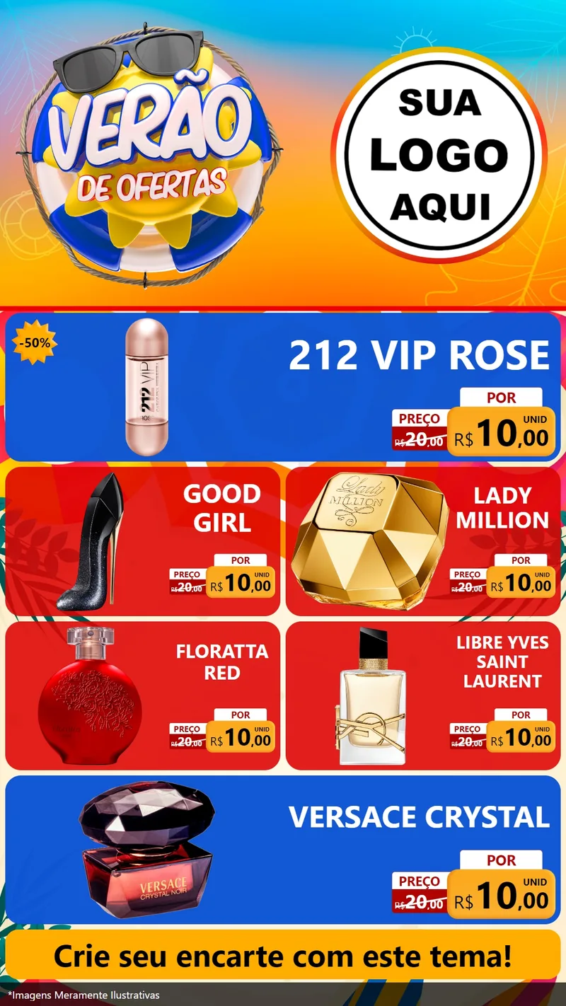 Modelo de TV para TV Vertical com o tema Verão de Ofertas para Perfumes