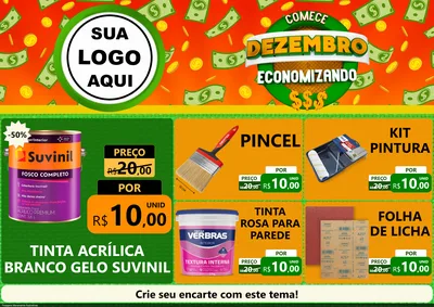 Modelo de Encarte para Encarte A4 Horizontal com o tema Comece Dezembro Economizando para Tintas e Ferramentas