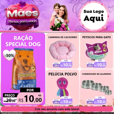Modelo de Rede Social para Feed Facebook com o tema Dia das Mães Ofertas para Você! para Pet Shop