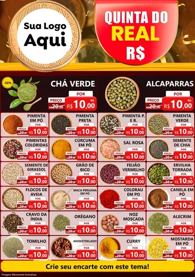 Modelo de Encarte para Encarte A4 Vertical com o tema Quinta do Real para Produtos Naturais