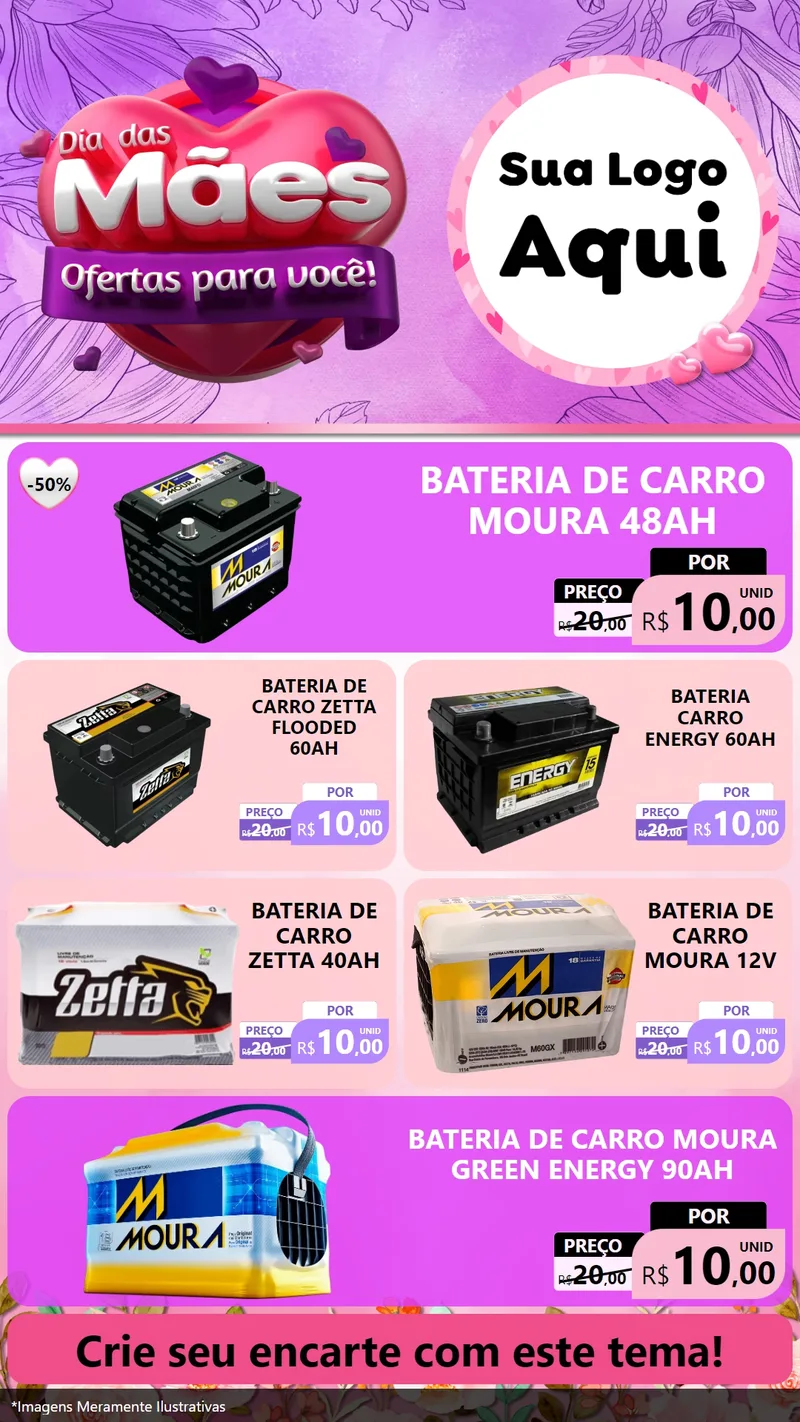 Modelo de TV para TV Vertical com o tema Dia das Mães Ofertas para Você! para Baterias Elétricas