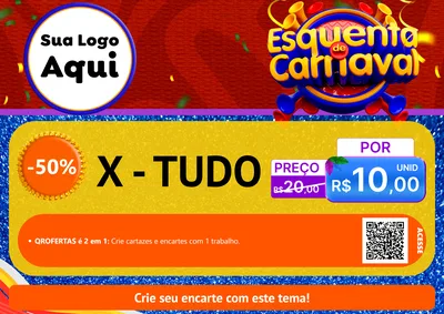 Modelo de Cartaz para Cartaz A4 Horizontal com o tema Esquenta de Carnaval para Hamburgueria
