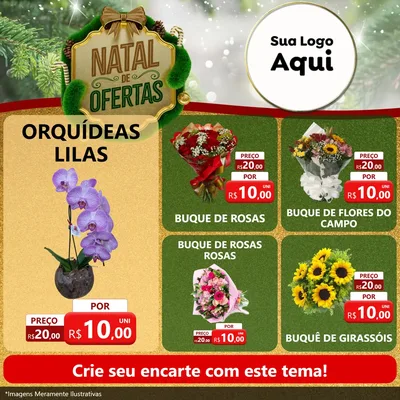 Modelo de Rede Social para Feed Facebook com o tema Ofertas de Natal para Floricultura e jardim