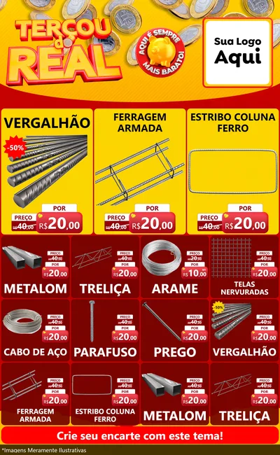 Modelo de Encarte para Encarte Grande com o tema Terçou do Real para Ferragens