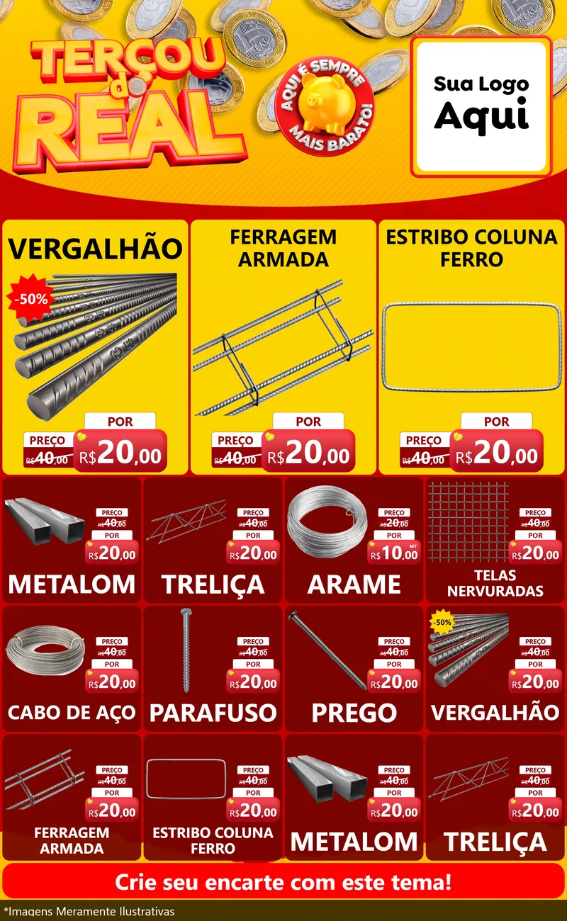 Modelo de Encarte para Encarte Grande com o tema Terçou do Real para Ferragens