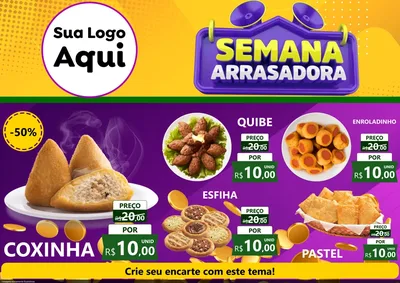 Modelo de Encarte para Encarte A4 Horizontal com o tema Semana Arrasadora para Salgadaria