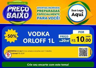 Modelo de Cartaz para Cartaz A4 Horizontal com o tema Independência de Preço Baixo para Distribuidora de bebidas