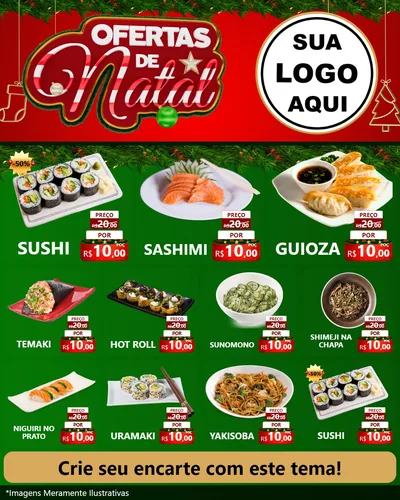 Modelo de Rede Social para Feed Instagram com o tema Ofertas de Natal para Comida japonesa